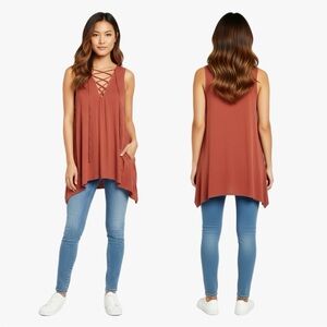 AE Soft & Sexy Lace Up Front Tank Sz M